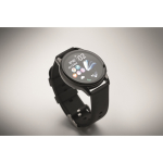 Montre connectée étanche avec bracelet en silicone couleur noir quatrième vue photographique