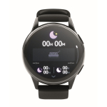 Montre connectée étanche avec bracelet en silicone couleur noir huitième vue