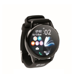 Montre connectée étanche avec bracelet en silicone couleur noir vue avec zone d'impression