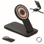 Station de charge 3 en 1 avec support pour téléphone compatible Apple® couleur noir