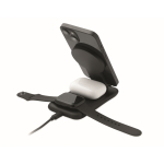 Station de charge 3 en 1 avec support pour téléphone compatible Apple® couleur noir sixième vue