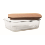Lunch box en verre avec couvercle bois et fermeture élastique couleur transparent deuxième vue
