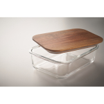 Lunch box en verre avec couvercle bois et fermeture élastique couleur transparent troisième vue photographique