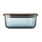 Lunch box en verre avec couvercle bois et fermeture élastique couleur bleu transparent septième vue