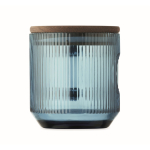 Tasse originale en verre strié avec couvercle en bois d'acacia 300 ml couleur bleu transparent cinquième vue