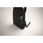 Sac à dos pour ordinateur RPET et PU avec sangle pour bagages 16'' couleur noir vue photographique