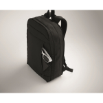 Sac à dos pour ordinateur RPET et PU avec sangle pour bagages 16'' couleur noir vue photographique