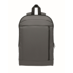 Sac à dos pour ordinateur RPET et PU avec sangle pour bagages 16'' couleur gris foncé sixième vue