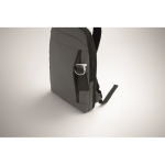 Sac à dos pour ordinateur RPET et PU avec sangle pour bagages 16'' couleur gris foncé vue photographique