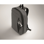Sac à dos pour ordinateur RPET et PU avec sangle pour bagages 16'' couleur gris foncé vue photographique