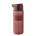 Bouteille RPET avec bouchon rabattable et paille incluse 500ml couleur bordeaux