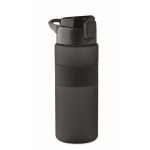 Bouteille RPET avec bouchon rabattable et paille incluse 500ml couleur noir