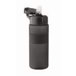Bouteille RPET avec bouchon rabattable et paille incluse 500ml couleur noir deuxième vue