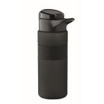 Bouteille RPET avec bouchon rabattable et paille incluse 500ml couleur noir troisième vue
