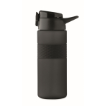 Bouteille RPET avec bouchon rabattable et paille incluse 500ml couleur noir huitième vue