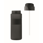 Bouteille RPET avec bouchon rabattable et paille incluse 500ml couleur noir neuvième vue