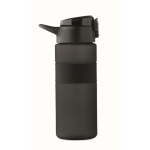 Bouteille RPET avec bouchon rabattable et paille incluse 500ml couleur noir