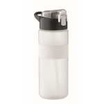 Bouteille RPET avec bouchon rabattable et paille incluse 500ml couleur blanc transparent