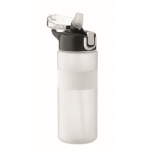 Bouteille RPET avec bouchon rabattable et paille incluse 500ml couleur blanc transparent deuxième vue