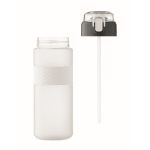 Bouteille RPET avec bouchon rabattable et paille incluse 500ml couleur blanc transparent neuvième vue