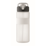 Bouteille RPET avec bouchon rabattable et paille incluse 500ml couleur blanc transparent