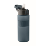 Bouteille RPET avec bouchon rabattable et paille incluse 500ml couleur bleu marine deuxième vue