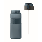 Bouteille RPET avec bouchon rabattable et paille incluse 500ml couleur bleu marine neuvième vue