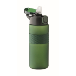 Bouteille RPET avec bouchon rabattable et paille incluse 500ml couleur vert foncé deuxième vue