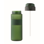 Bouteille RPET avec bouchon rabattable et paille incluse 500ml couleur vert foncé neuvième vue