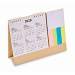 Calendrier de bureau avec notes adhésives et bloc-notes couleur beige