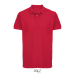 Polo coton peigné homme manches courtes 2 boutons couleur rouge cinquième vue