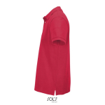 Polo coton peigné homme manches courtes 2 boutons couleur rouge vue latérale