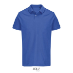 Polo coton peigné homme manches courtes 2 boutons couleur bleu roi troisième vue