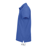 Polo coton peigné homme manches courtes 2 boutons couleur bleu roi vue latérale