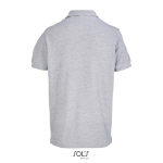 Polo coton peigné homme manches courtes 2 boutons couleur gris clair vue arrière