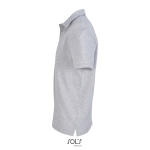 Polo coton peigné homme manches courtes 2 boutons couleur gris clair vue latérale