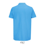 Polo coton peigné homme manches courtes 2 boutons couleur cyan vue arrière