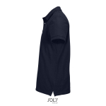 Polo coton peigné homme manches courtes 2 boutons couleur bleu marine vue latérale