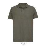 Polo coton peigné homme manches courtes 2 boutons couleur vert militaire