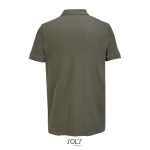 Polo coton peigné homme manches courtes 2 boutons couleur vert militaire vue arrière