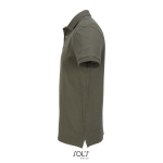Polo coton peigné homme manches courtes 2 boutons couleur vert militaire vue latérale