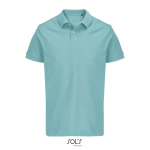 Polo coton peigné homme manches courtes 2 boutons couleur bleu ciel