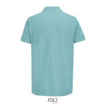 Polo coton peigné homme manches courtes 2 boutons couleur bleu ciel vue arrière