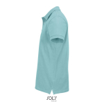 Polo coton peigné homme manches courtes 2 boutons couleur bleu ciel vue latérale