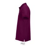 Polo coton peigné homme manches courtes 2 boutons couleur grenat vue latérale