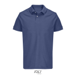 Polo coton peigné homme manches courtes 2 boutons couleur bleu jean