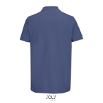 Polo coton peigné homme manches courtes 2 boutons couleur bleu jean vue arrière