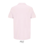 Polo coton peigné homme manches courtes 2 boutons couleur rose pastel vue arrière