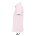 Polo coton peigné homme manches courtes 2 boutons couleur rose pastel vue latérale