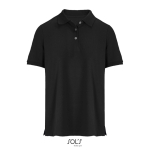 Polo coton peigné femme manches courtes 3 boutons couleur noir